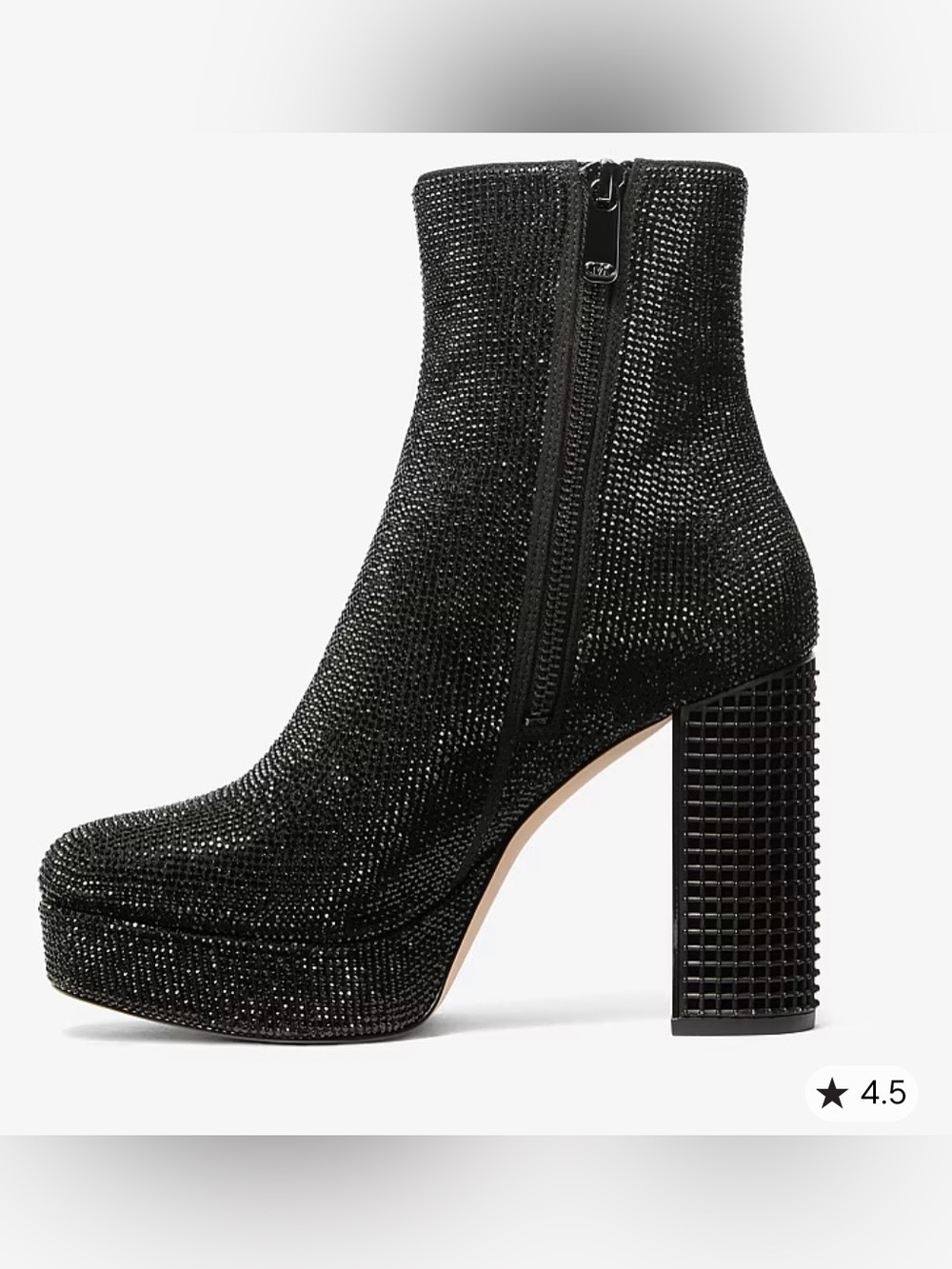 Michael Kors Maxine Black Rhinestone Platform Ankle Boots - Picture 2 of 9